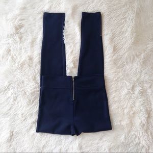 Forever 21 navy leggings gold exposed back zip